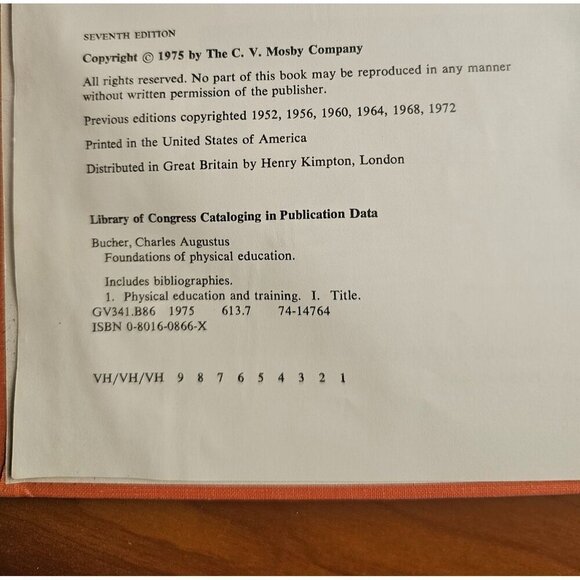Foundations Of Physical Education By Charles A Bucher 7th Edition Hardcover 1975 - Picture 3 of 8